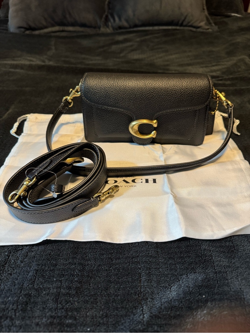 Coach Black Pebble Leather Tabby 20 Shoulder-bag with gold accents